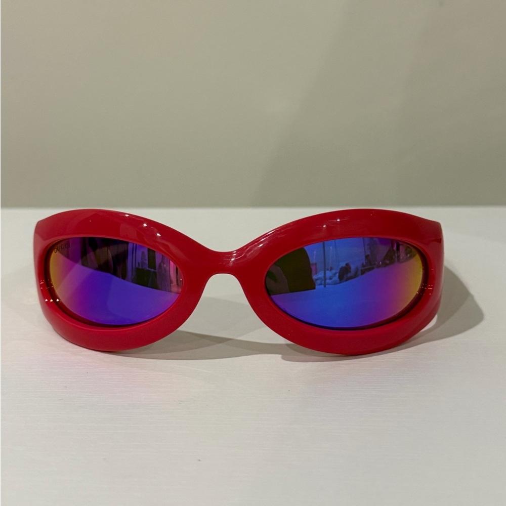 Red Sunglasses with Blue Lenses
